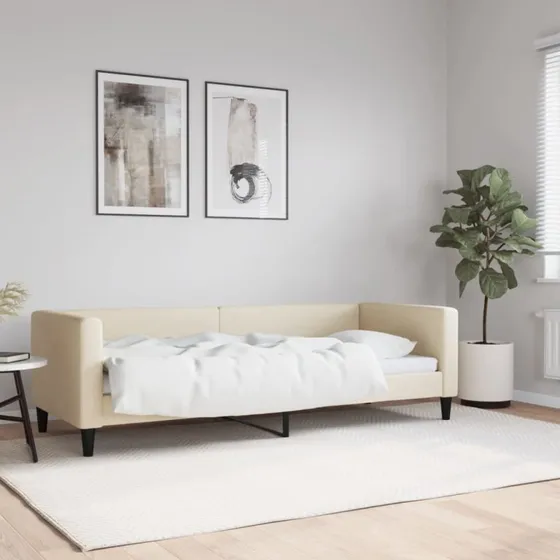Daybed 80x200 cm stof creme – 2-i-1 sofa/seng