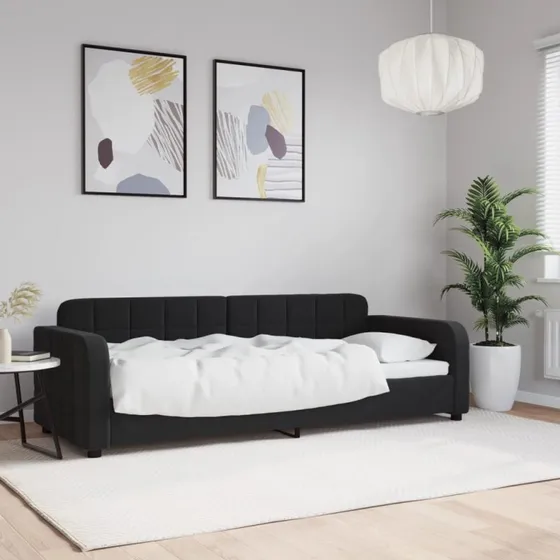 Daybed 80x200 cm i sort velour - 2-i-1 sofa og seng