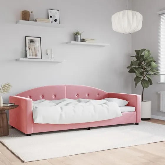 Daybed 90x200 cm i pink velour – 2-i-1 sovesofa