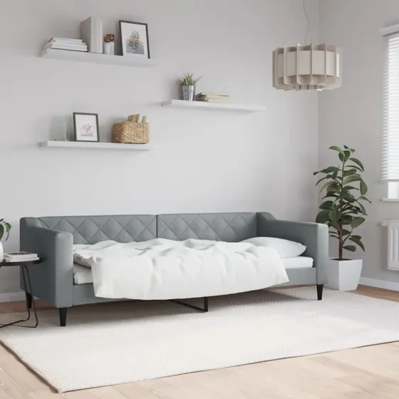 Daybed 80x200 cm stof lysegrå - 2-i-1 sofa og seng