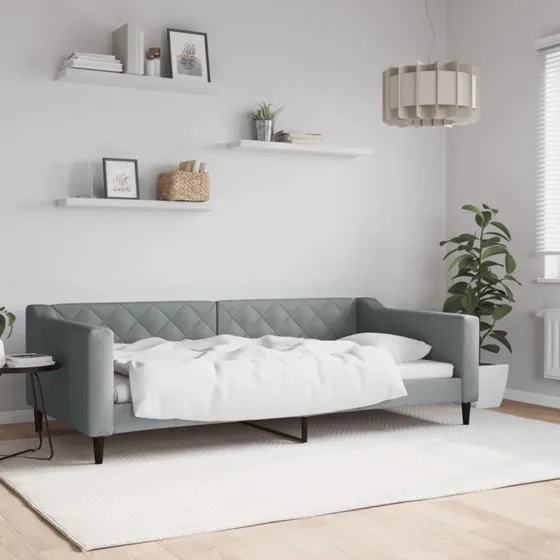 Daybed 100x200 cm stof lysegrå – 2-i-1 sofa/seng