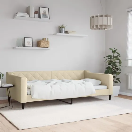 Daybed 100x200 cm stof creme - 2-i-1 sofa og seng