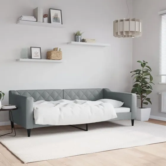 Daybed 90x190 cm stof lysegrå – 2-i-1 sovesofa