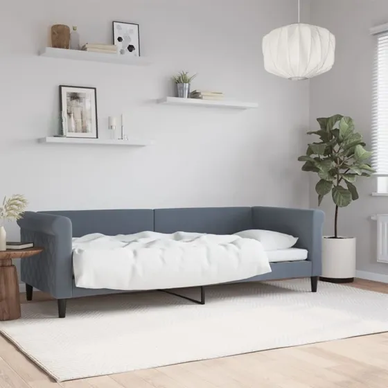 Daybed 80x200 cm velour mørkegrå (2-i-1 sofa/seng)