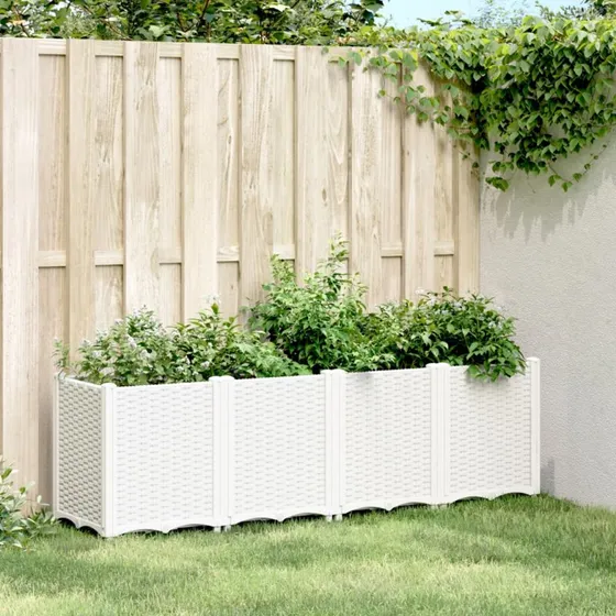 Plantekasse 160x40x53 cm i hvid PP (modul, dræning)