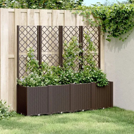 Plantekasse med espalier 160x40x140 cm – brun PP