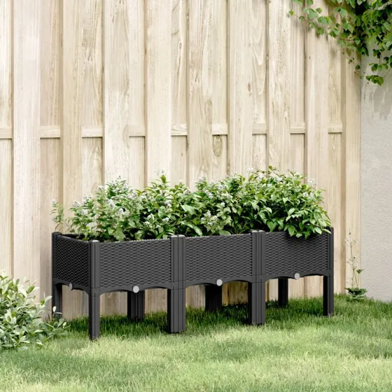 Plantekasse med ben 120x40x42 cm - Sort PP