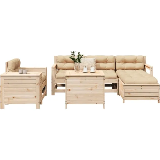 Sofasæt til haven 7 dele i massivt fyrretræ