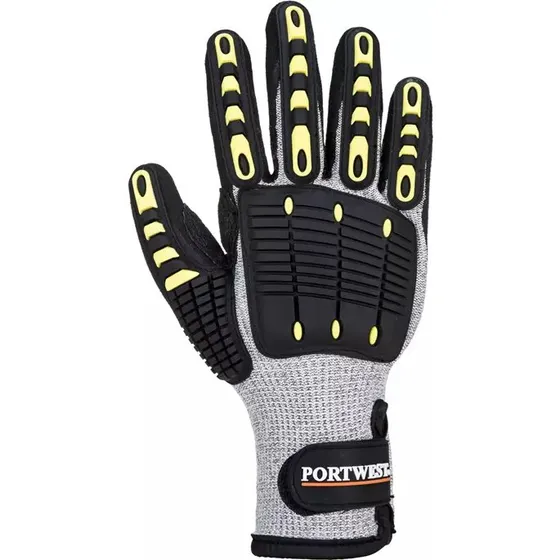 Portwest A729 Anti-Impact skærefast thermohandske Cut 5, Grå/Sort