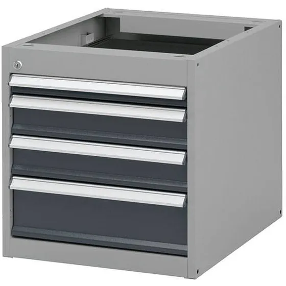 GBP Skuffesektion 540x535x665mm 4 låsbare skuffer, mørk grå
