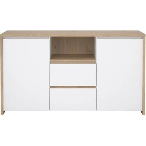 Next Skænk 2 låger 2 skuffer - Jackson Hickory / Hvid højglans