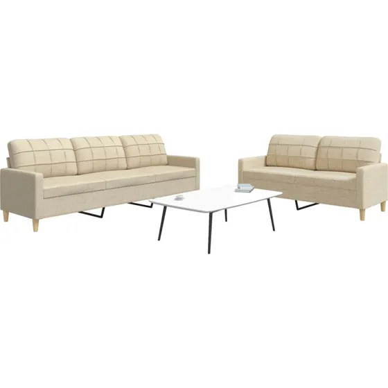 Sofasæt 2 dele i creme stof - komfortabelt og robust