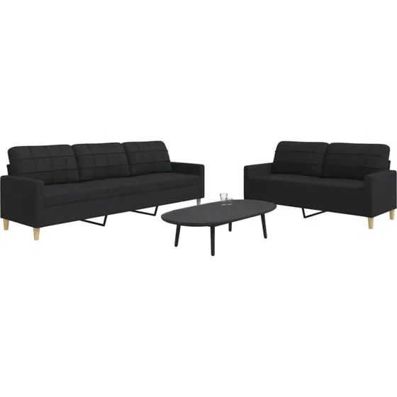 Sofasæt 2-dele i sort stof – komfort & metalstel