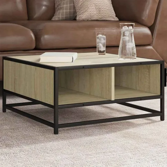 Sofabord 60,5×60,5×30 cm – Sonoma-eg og metal