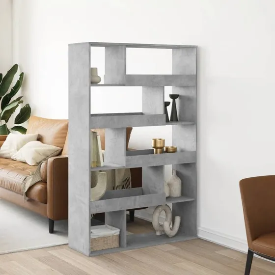 Rumdeler/reol 100x33x156,5 cm i konstrueret træ - betongrå