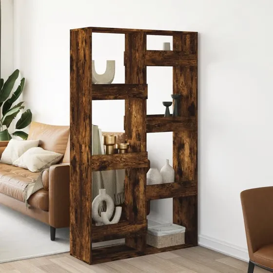 Rumdeler reol 100x33x175 cm i røget egetræsfarve