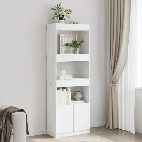 Højskab 63x33x180 cm i konstrueret træ, hvid