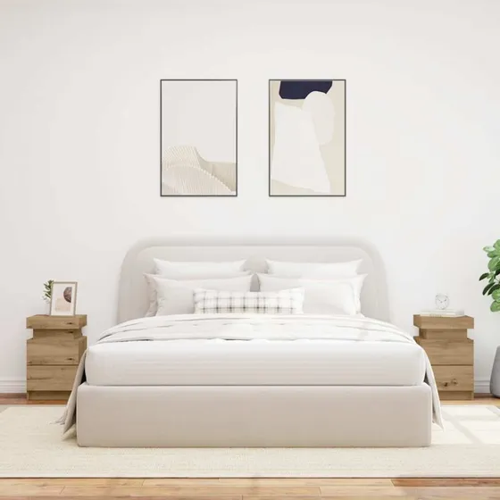 Sengeborde 2 stk. 35x39x55 cm LED i kunsteg