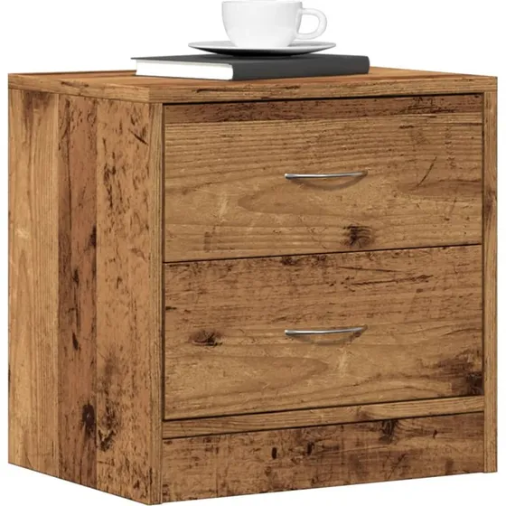 Sengebord 40x30x40 cm i konstrueret træ - gammelt trælook