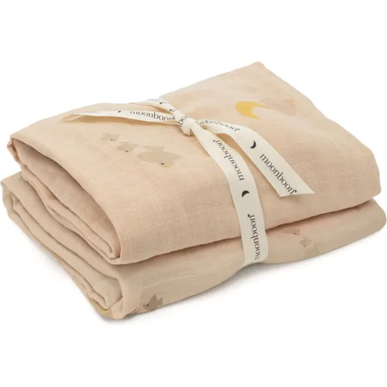 Moonboon Stofbleer Musselin 2-pak – Over The Moon (lyserosa)