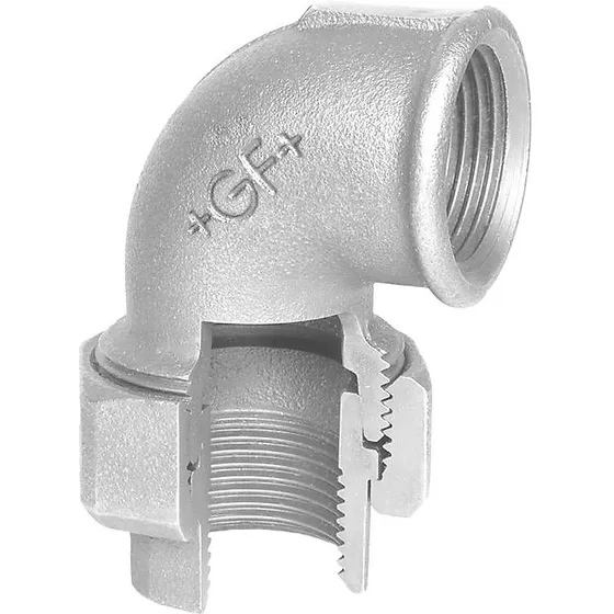 Georg Fischer 1/2" galvaniseret vinkelunion 90° muffe-muffe