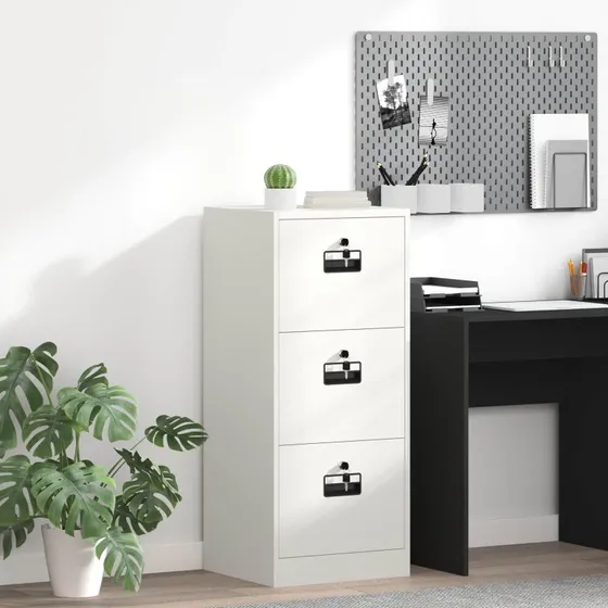 Filkabinet i koldvalset stål med skuffe, Hvid 44×50×106,5 cm