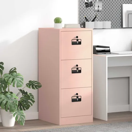 Filskab med lås, lyserød 44×50×106,5 cm – koldvalset stål