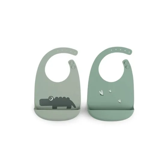 Done by Deer Croco 2-pak silikone spisesmække - Green
