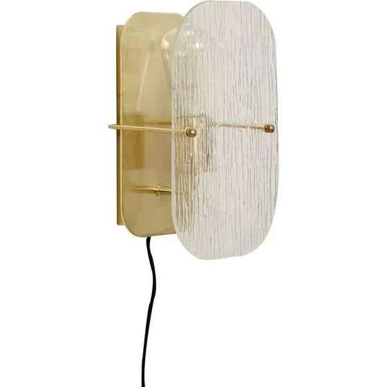 Hübsch Ruffle Væglampe Brass – Strukturglas & Messing