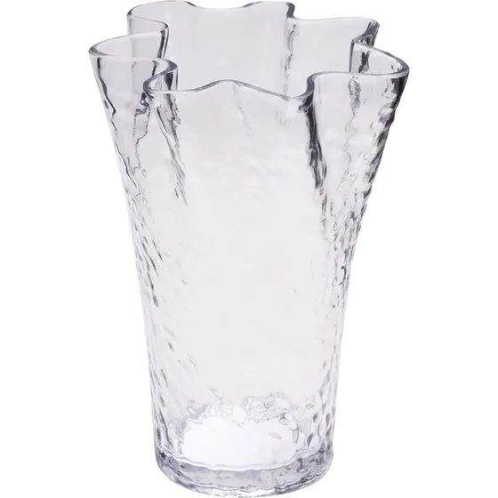 Hübsch Ruffle vase klar, mundblæst glas 23 cm