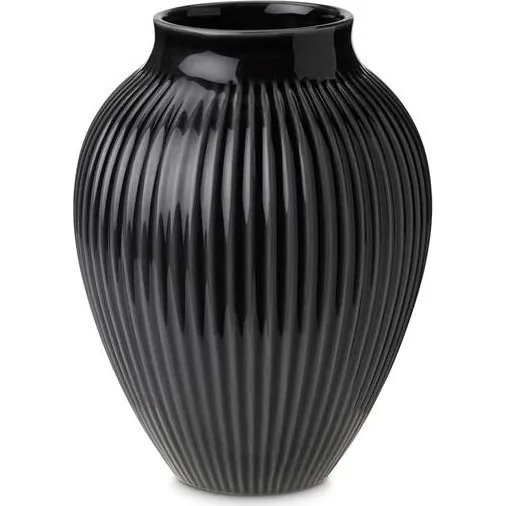 Knabstrup Keramik riflet vase 20 cm - Sort