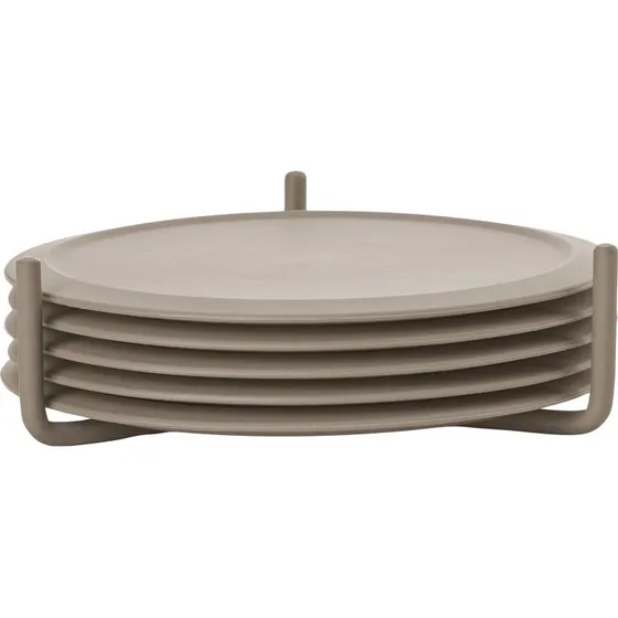 Zone glasbrikker 6-pak i taupe med metalholder