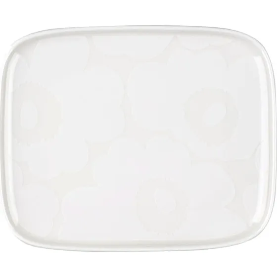 Marimekko Unikko rektangulrt fad 15x12 cm, hvid/offwhite