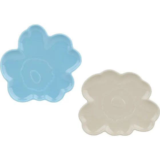 Marimekko Unikko tallerken sæt 2 stk, lyseblå/beige