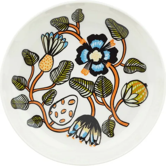 Marimekko Tiara dyb tallerken 20,5 cm, hvid/varmorange/grn