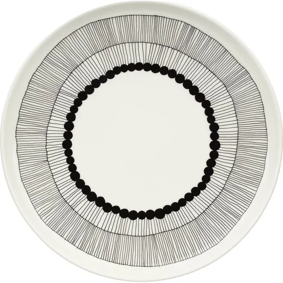 Marimekko Siirtolapuutarha tallerken 25 cm, sort/hvid
