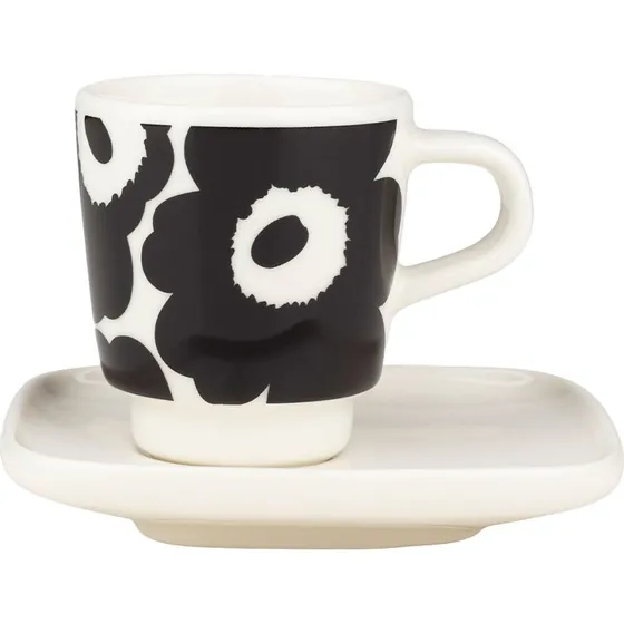 Marimekko Unikko espressokop m. underkop 0,5 dl, sort/hvid