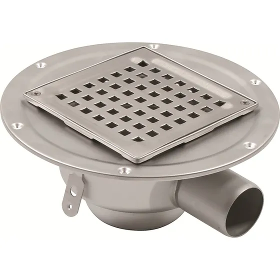 Blücher Square gulvafløb lav Ø50 mm rustfrit 145x145