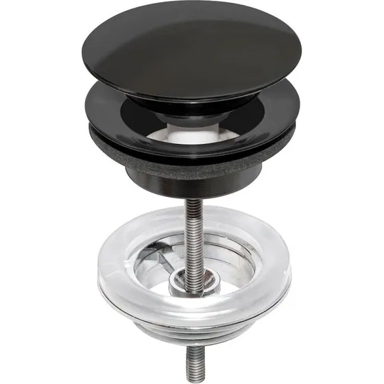 Gustavsberg push-open bundventil til vask, mat sort 1 1/4"