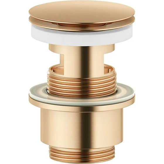 Mora push-open bundventil, børstet messing med overløb