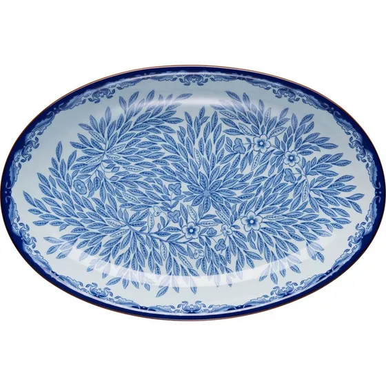 Rörstrand Ostindia Floris ovalt serveringsfad 33x22 cm - blå