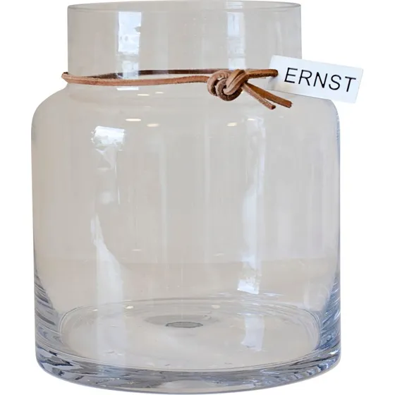 ERNST glasvase med lædersnor 18 cm