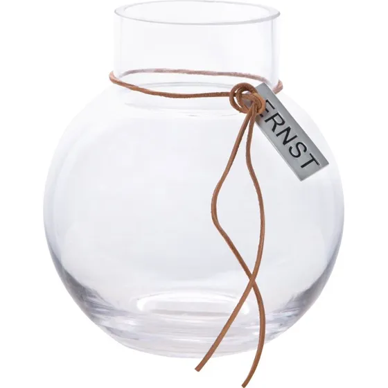 Ernst rund glasvase 14 cm med lderbnd