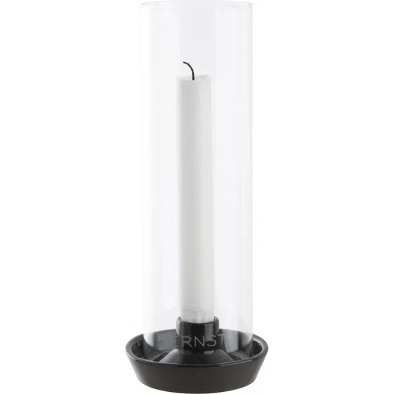 Ernst lysestage med glascylinder, mørkegrå