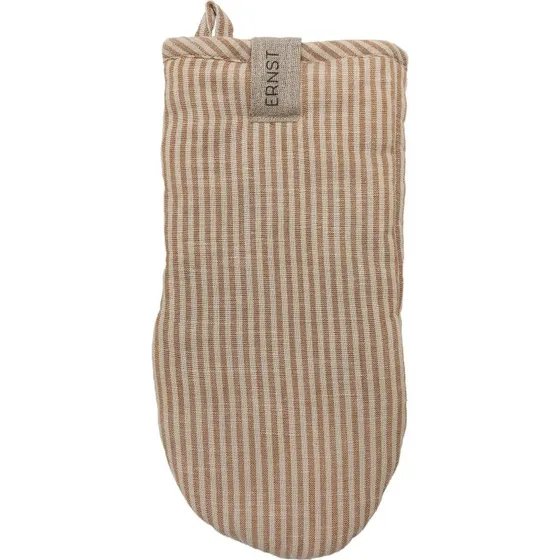 ERNST stribet ovnhandske, karamel/beige