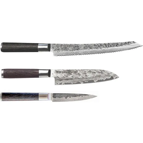 Satake Kuro 3-delt knivst  brdsav, petty, santoku