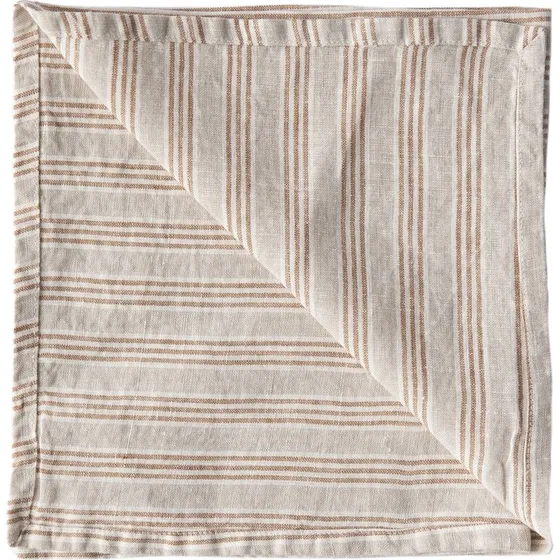 Tell Me More Hørserviet 45x45 cm – Hazelnut Stripe