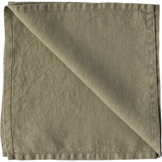 Tell Me More Vasket hørserviet 45x45 cm, Olive