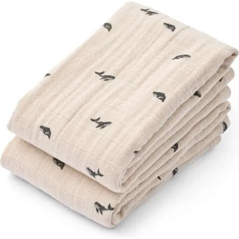 Liewood Lewis Muslin Stofble 2-pak – Mini Whale/Sandy