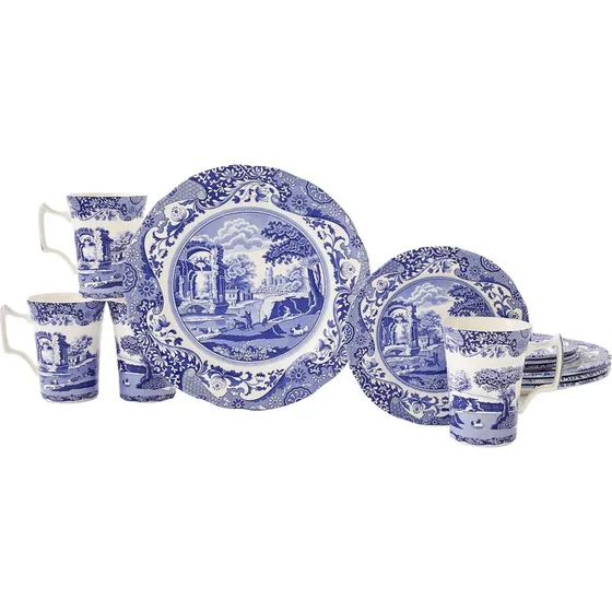 Spode Blue Italian stel 12 dele – blå/hvid